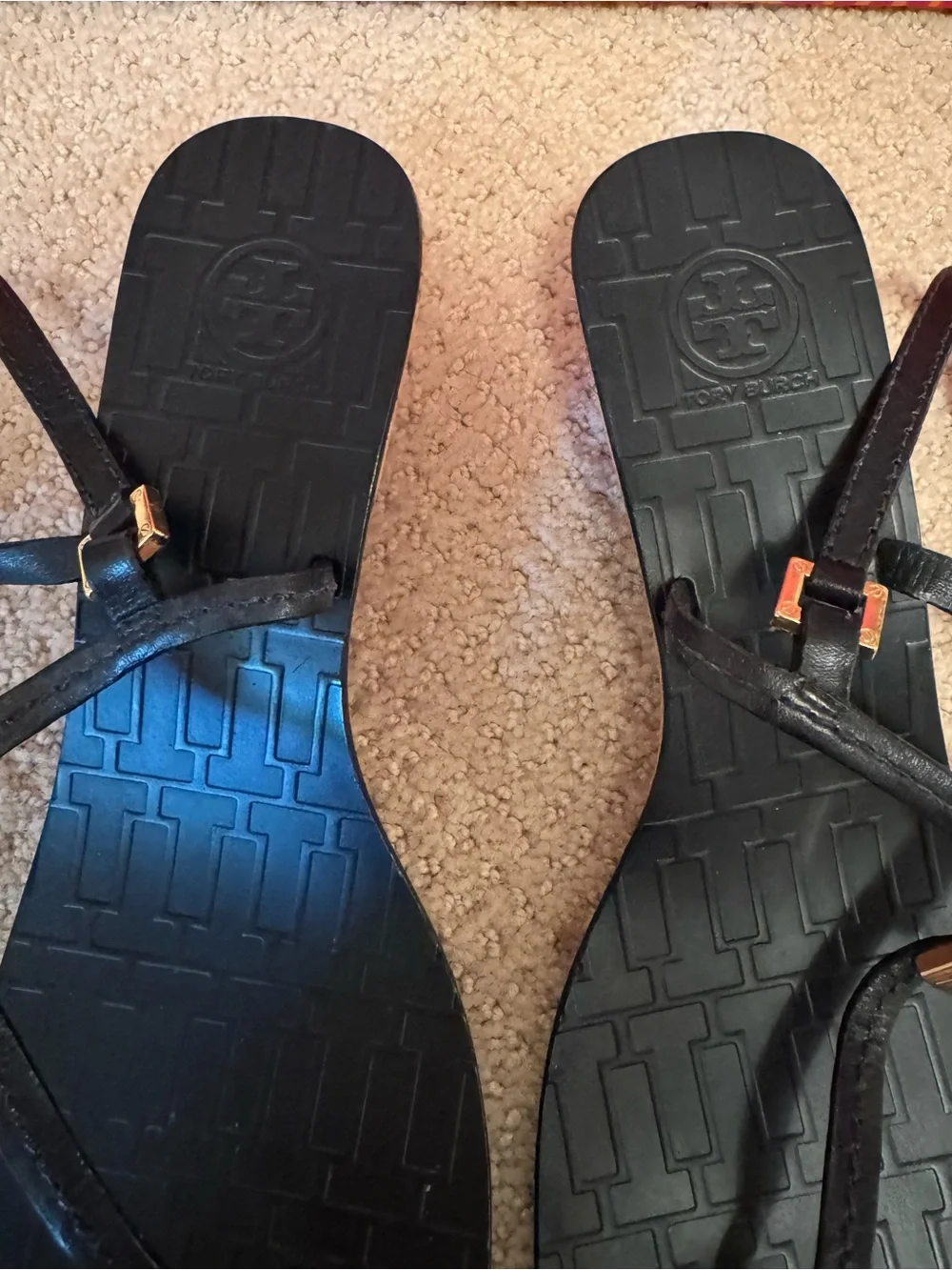 Tory Burch Black Sandals with Cork Platform and Gold Hardware Size 8.5